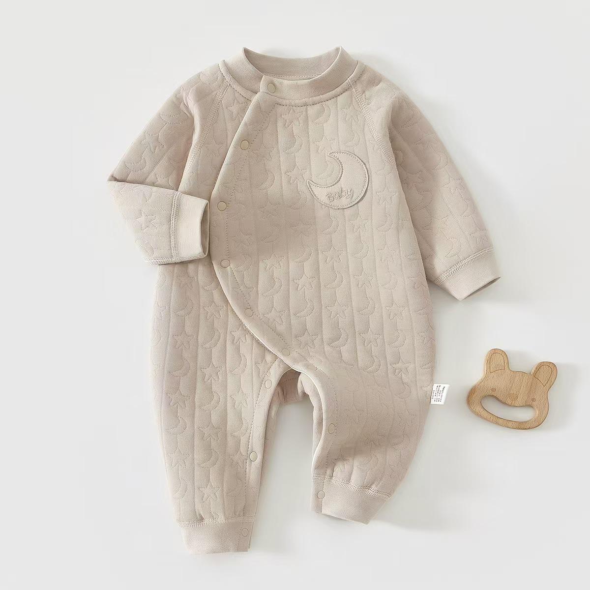 

Newborn Cotton Jumpsuit: Asymmetrical Collar, Long Sleeve, Padded, Autumn/Winter Style Size 73 (63-70cm, 15-18 lbs)
