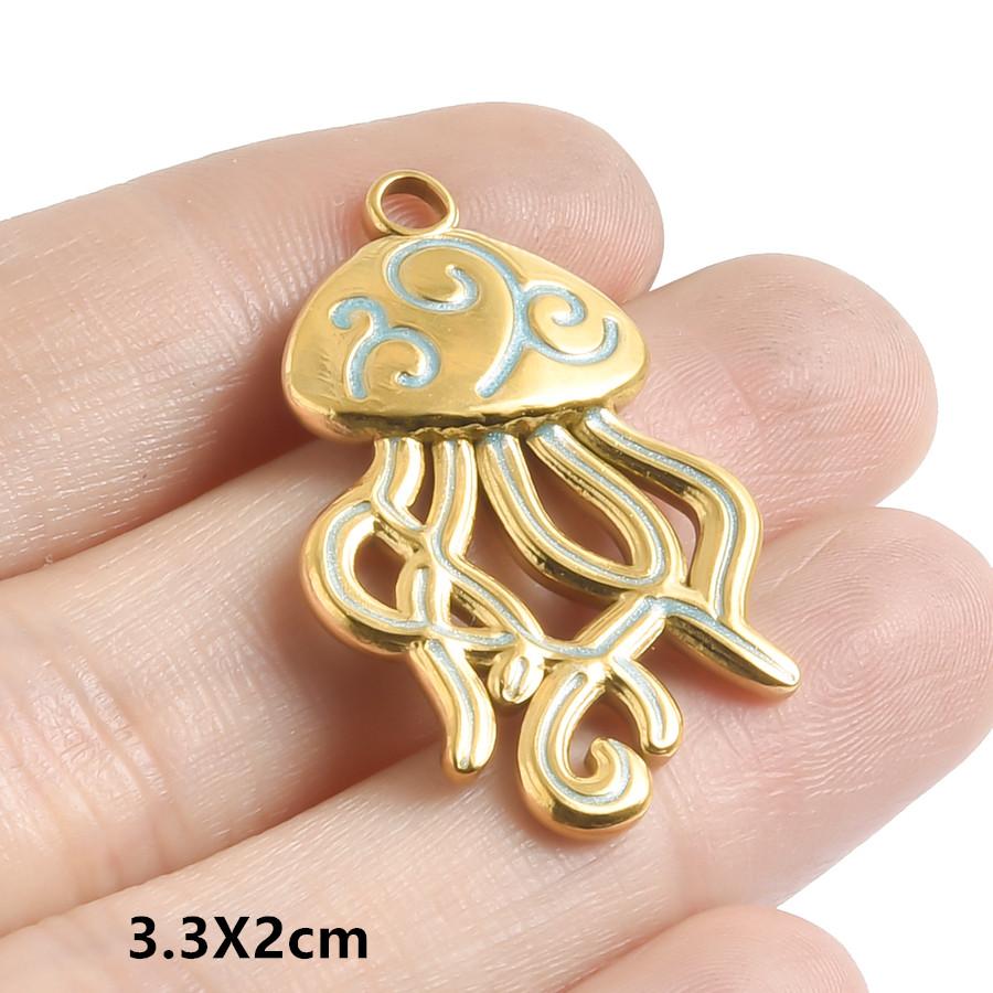 6pcs Enamel Marine Animal Starfish Fish Tail Sea Turtle Stainless Steel Charms For Jewelry Making Bulk Handmade Keychain Pendant
