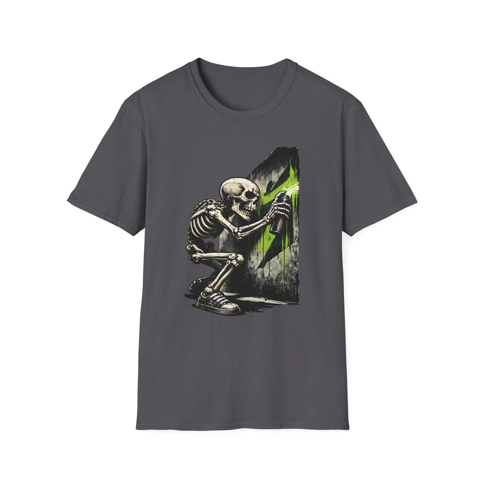 Unisex Softstyle T-Shirt Skeleton Graffiti Artist Spray Paint Wall Street Art S