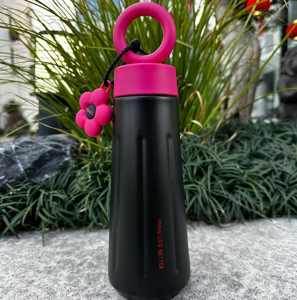 450ml 316 Stainless Steel Insulated Bottle Creative Petal Water Cup Cute and Portable Sports Handle Goddess Thermos Bottle