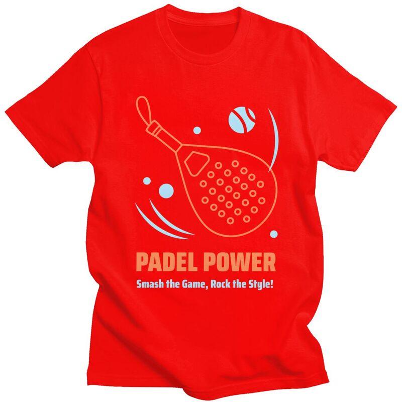 Padel Power Футболка для игрока в падел-теннис для мужчин Хлопок 100% Футболка Повседневный Летний Стиль Короткий Рукав Футболка Свободный Крой S