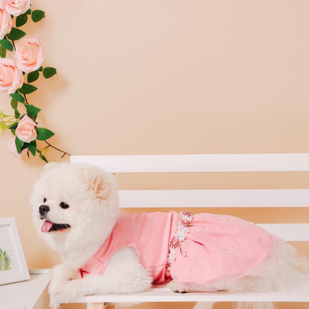 Dog Dress Girl Puppy Clothes Pink Pet Apparel Doggie Cute Tulle Dress Cat Clothing Kitten Dresses Doggy Birthday Wedding Skirt