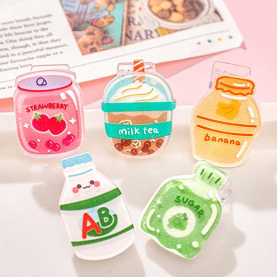 2Pcs Double-Sided Binder Clip Creative Drinks Memo and Snack Bag Clips