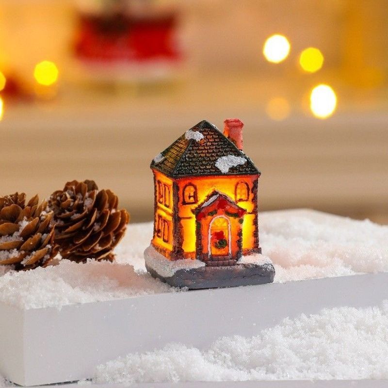 Christmas micro landscape mini luminous small house tabletop ornament Christmas tree ornament children's small gift