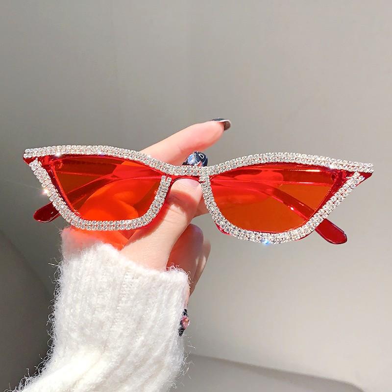 Luxury Cat Eye Sunglasses Women Men Fashion Diamond Triangle Brand Designer Glitter Sun Glasses UV400 Shades Eyeglasses