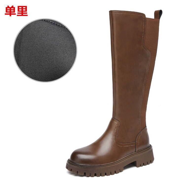 Autumn and winter new elastic thick leg high boots are sent on behalf of large tube circumference knight boots large size women's boots