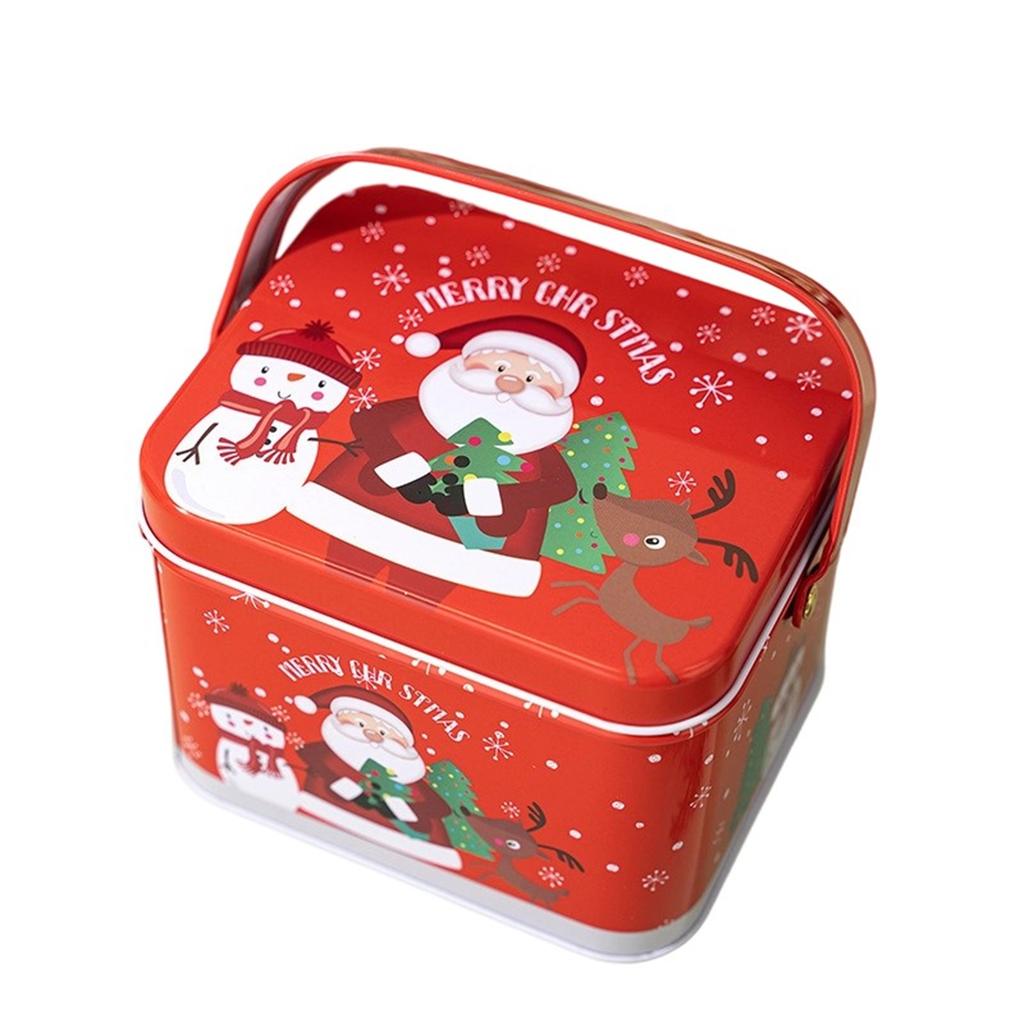 Weihnachts-Blechdose mit Griff Geschenk-Aufbewahrungsglas Dekorative Geschenkbox Bonbonglas Keksdose