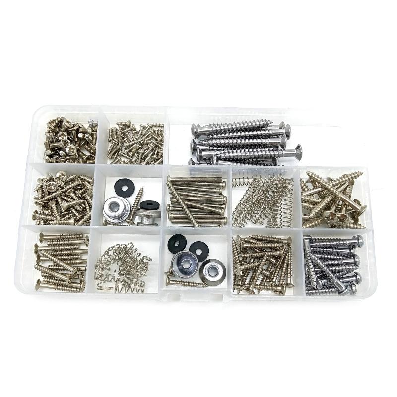 258Pcs Guitar Screw Kit (9 Types) with Springs for Electric Guitar Bridge, Neck Plate, Pickguard, Pickup, Switch, Tuner