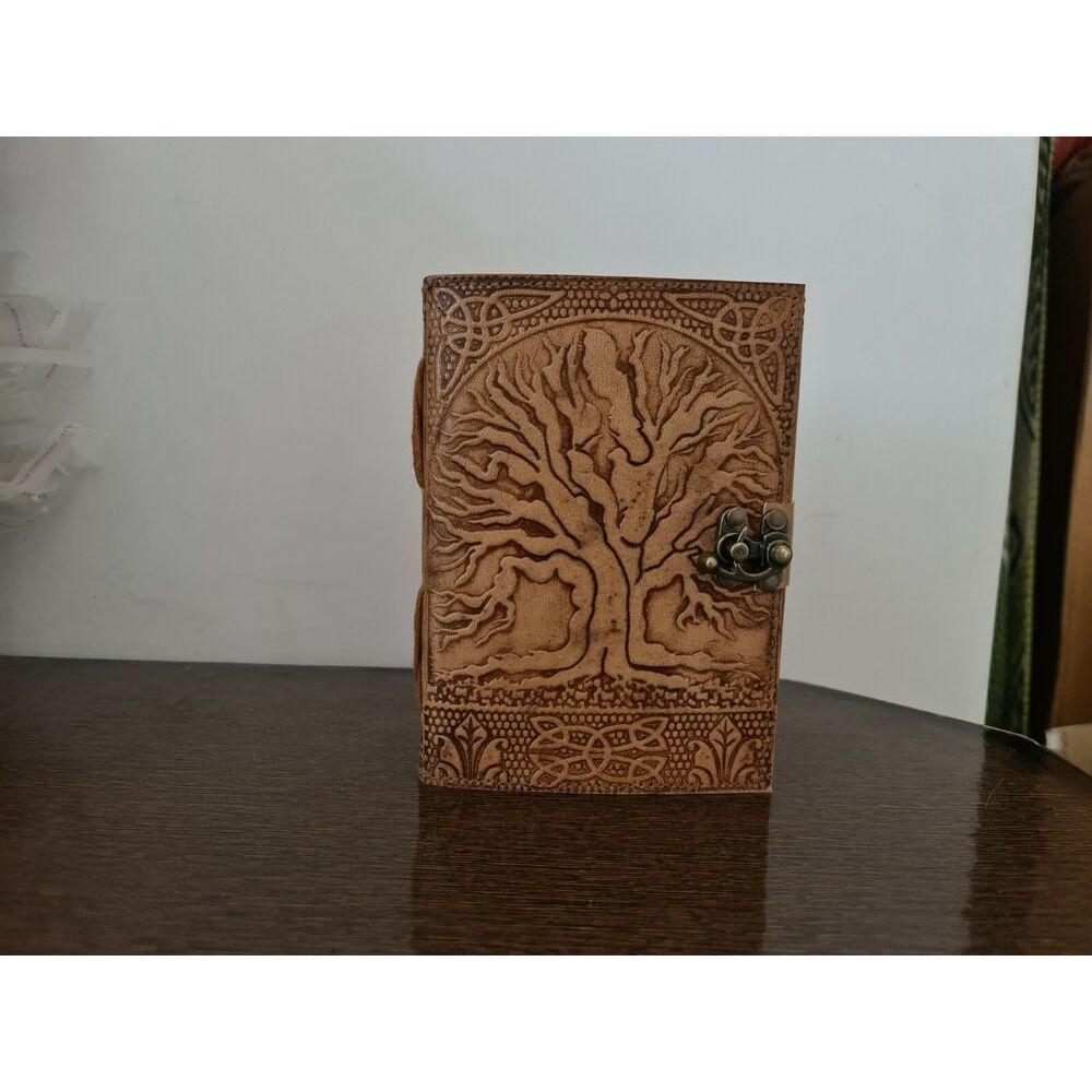 Handmade Leather Journal diář Keltský strom života Book of Shadow wicca Vintage
