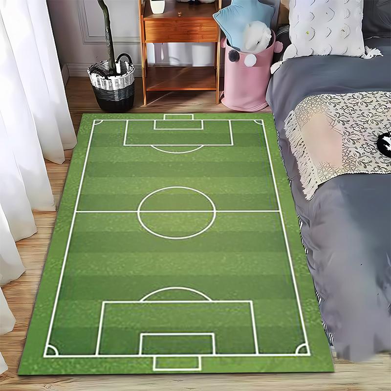 

Soccer Field Pattern Carpet with White Line Design and Sports Style Theme Suitable for use as an anti-slip game mat for living room and bedroom sofas 40x60cm( 15x23in )