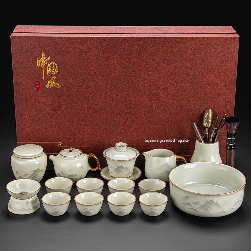 Jiakangming Ru Kiln Style Ceramic Kung Fu Tea Set
