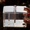 Clear Makeup Divided Box Acrylic Cosmetic Stand Tampon Organizer Dispenser  Bathroom
