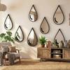 3Pcs Self-Adhesive Acrylic Mirror Wall Stickers Black Frame Teardrop-Shaped Mirror  Bathroom