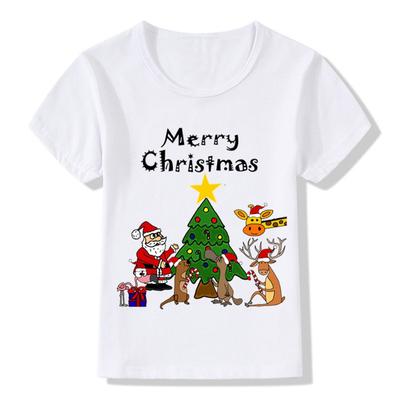 Santa Claus and Gifts Baby Tops T Shirt Unisex Cute Merry Christmas Cotton Baby Toddler Short Sleeve Tees