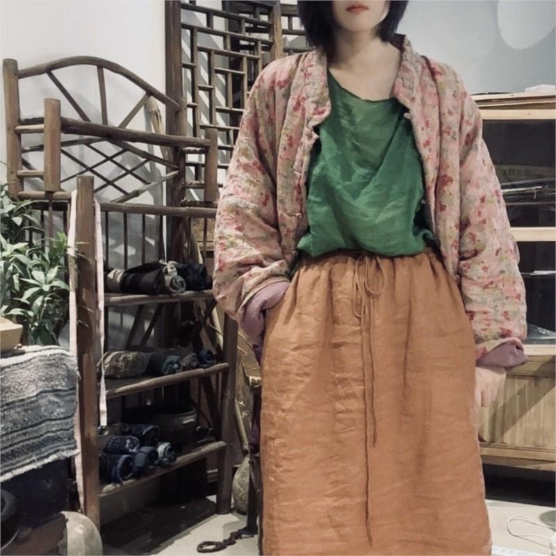 Johnature Drucken Vintage Stil Lange Ärmel Frau Winter Einreiher Chinesischen Stil Casual Retro Mäntel