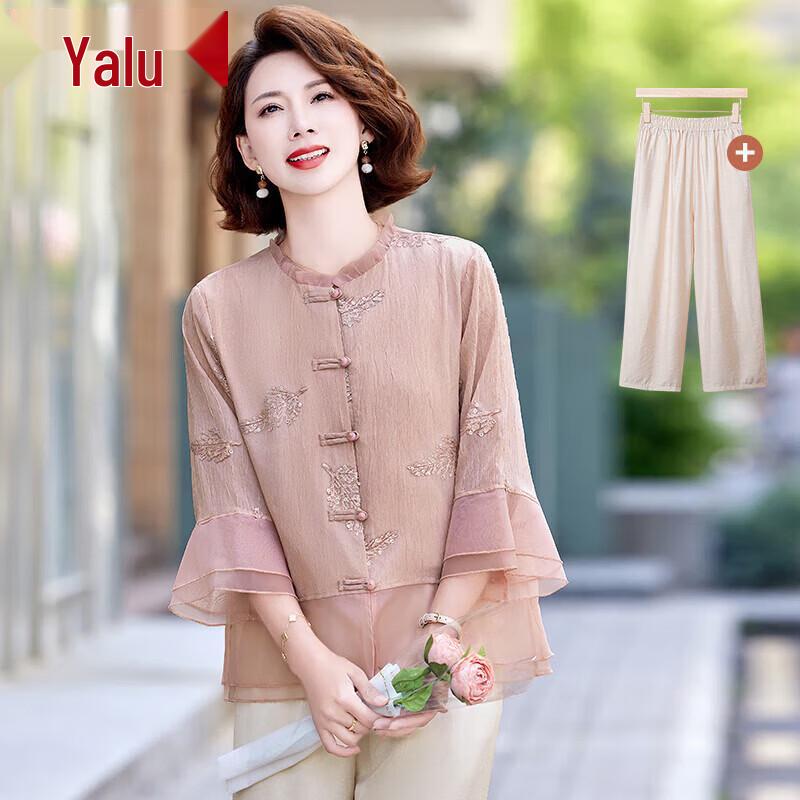 

Ялу Летний наряд в китайском стиле для женщин среднего возраста 4XL