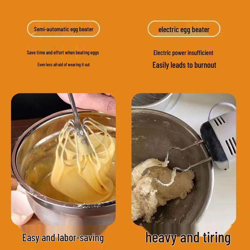 Semi-Automatic Stainless Steel Egg Whisk