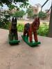 Hand Carved Wooden Rocking Horse Set: Home Decor Tabletop Display