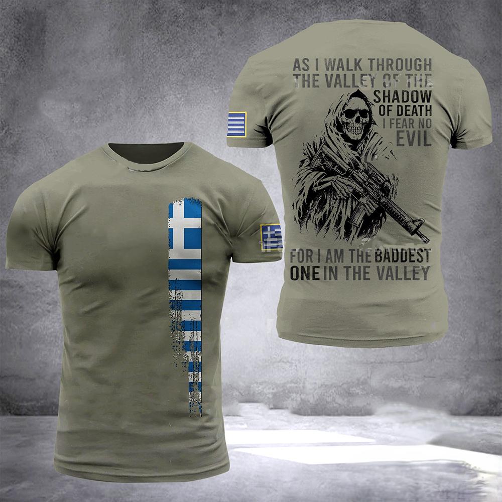 Hellas T-shirt For Men's Geometric Line Greece Flag National Emblem Printed Men's T-Shirt Large Street Casual Men's T-Shirt
