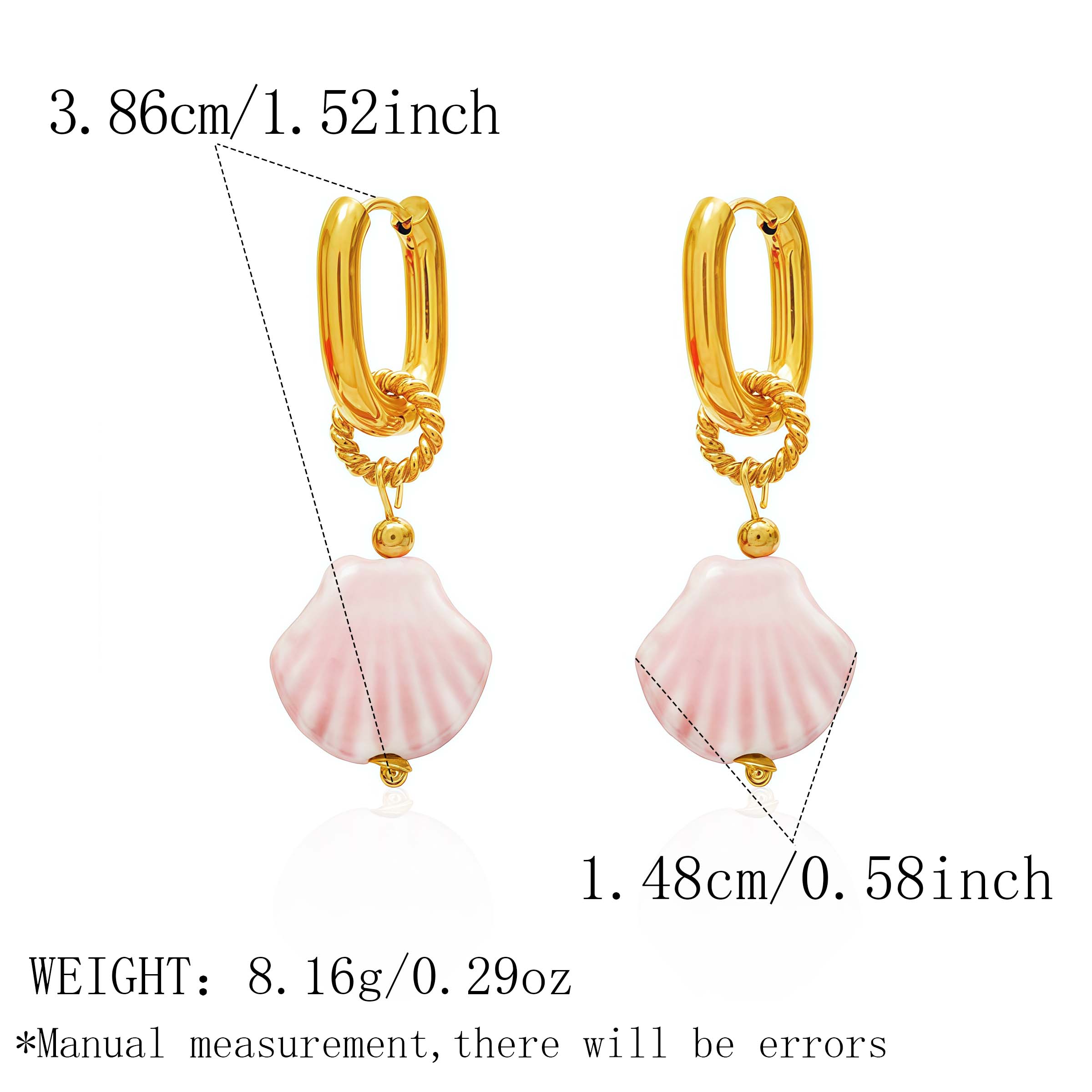 

Creative Pink Shell Pendant Drop Dangle Earrings for Women Stainless Steel 18K Gold Plated Waterproof Ear Huggies Zircon 2026