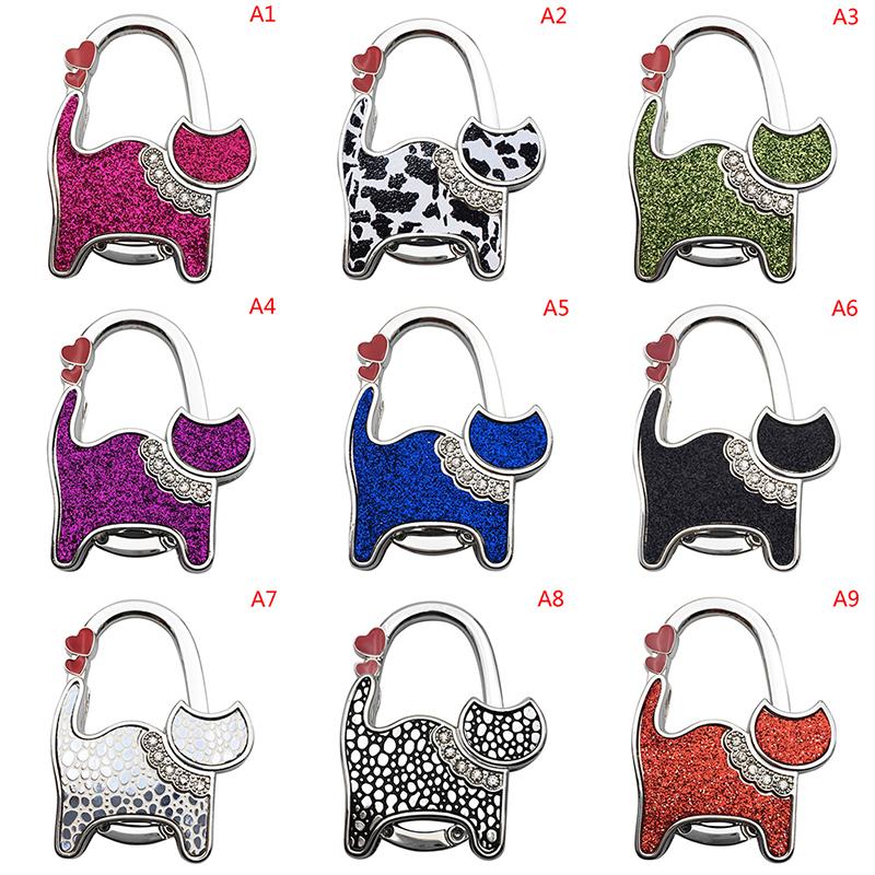Cat Shape Folding Handbag Hook Holder Purse Hanger Table Edge Hanging Hooks