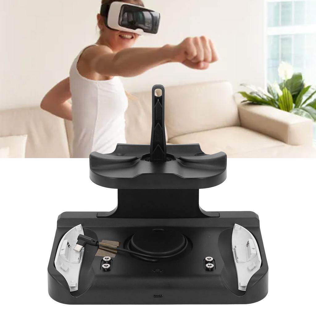 VR Controller Charging Stand RGB Light VR Headset Controller Charging Station with 2 Rechargeable Batteries