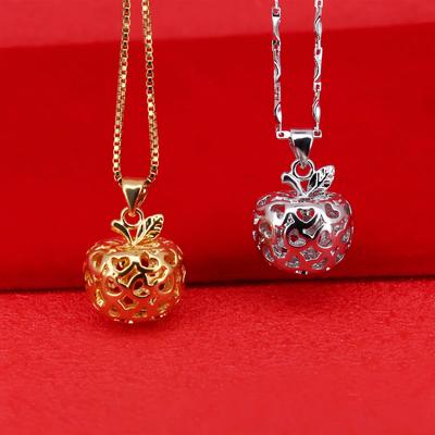 24K Gold-Plated Apple Pendant Necklace Set for Christmas Gifts