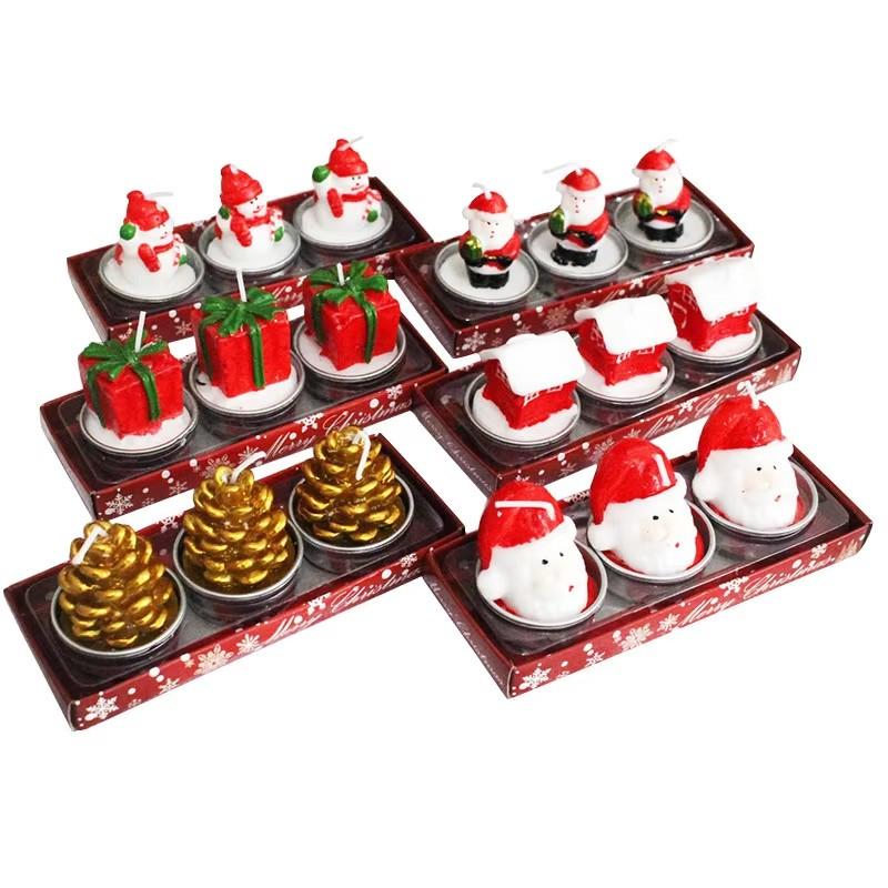 Mini Xmas Candles Navidad New Year Gifts Christmas Candles Santa Claus Snowmen Tin Cans Candle Christmas Decorations for Home