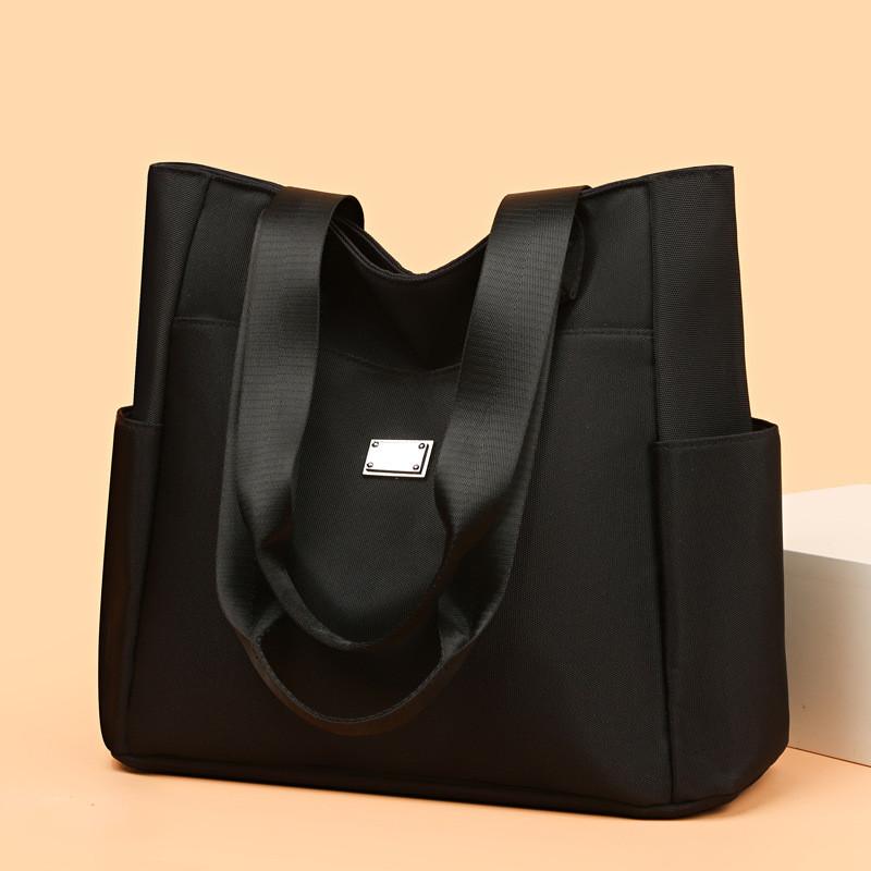 Borsa a Tote in Nylon da Donna Grande Capacità Stile Urbano Con Chiusura a Zip Per Uso Quotidiano