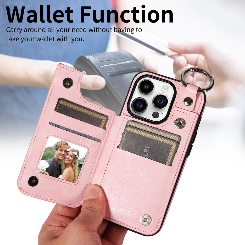 Magnetic Wallet Flip Leather Case Wi/ Ring Buckle For iPhone 15 14 Plus 13 12 11 Pro Max XSMax For Samsung S23 S22 S21 Ultra Plus A14 A54 A13 A53 A25