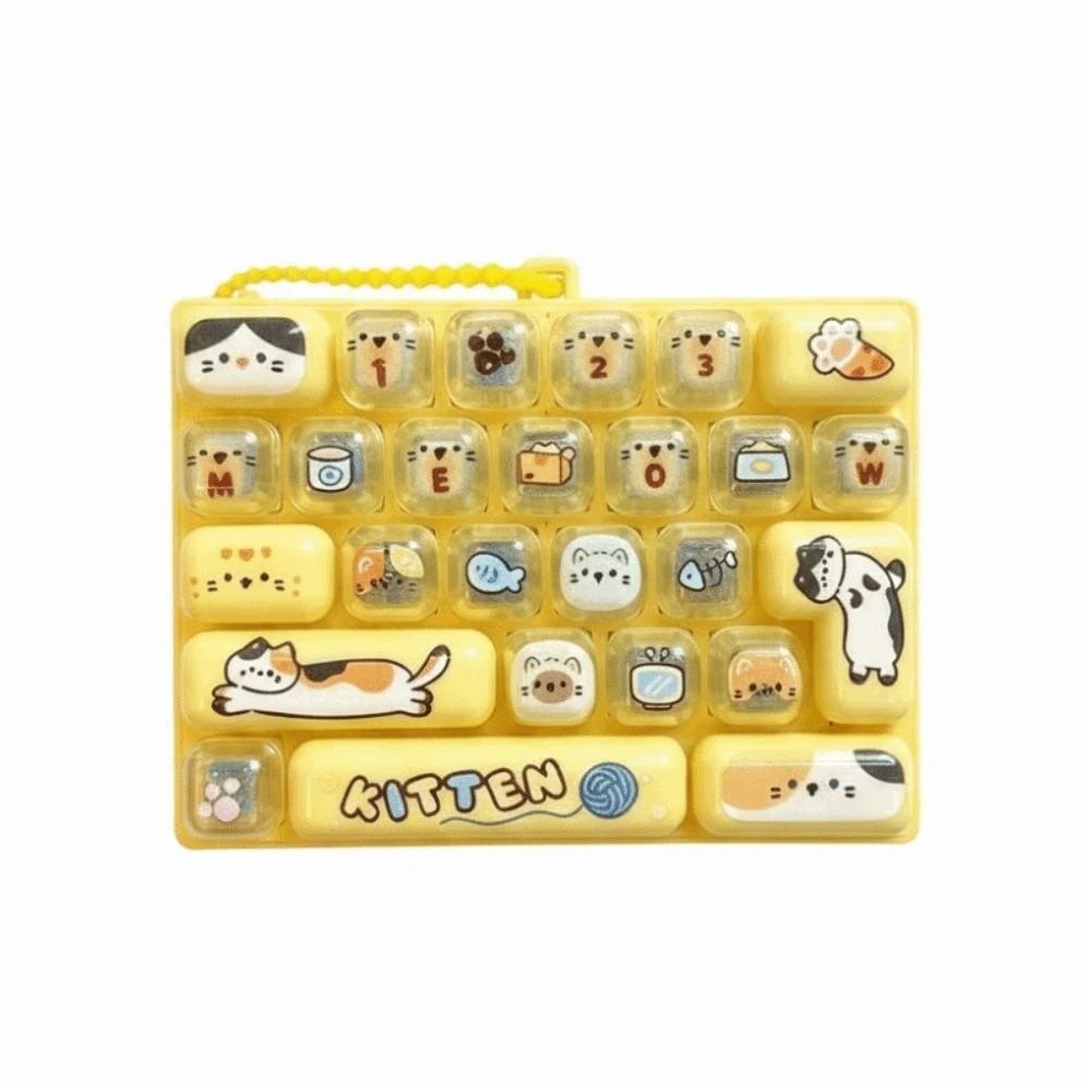 26 Keys Layout Mechanical Keycap Clicker Cute Cartoon Backpack Key Chain Pendant Students