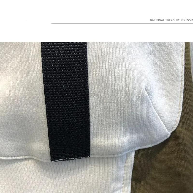 Sommer Boyfriend Frühling und Herbst Neue Spleißung O-Ausschnitt Kontrastfarbe Tasche Mode Locker Lässig Langarm Sweatshirts