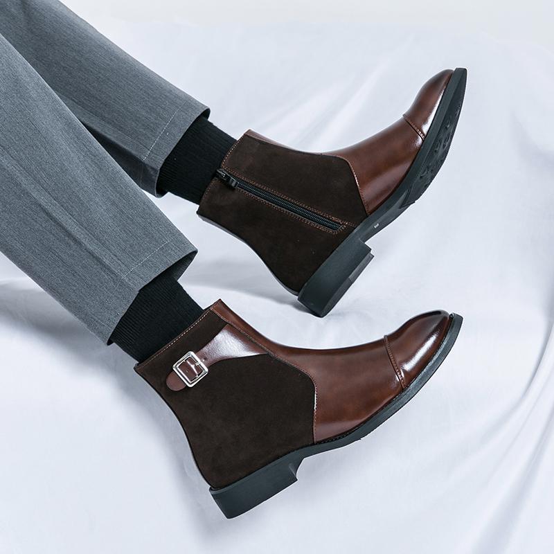 Fashion Business men's short boots Minimalist autumn and winter styles Outdoor street DRESS Daily office or work 38-46 leather shoes