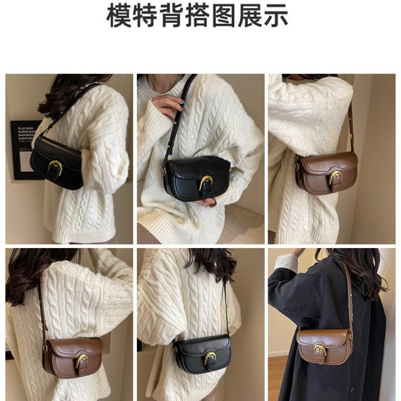 Retro Small Square Bag Women's New High-end Texture Commuter Shoulder Oblique Span Bag Underarm Bag Saddle Bag