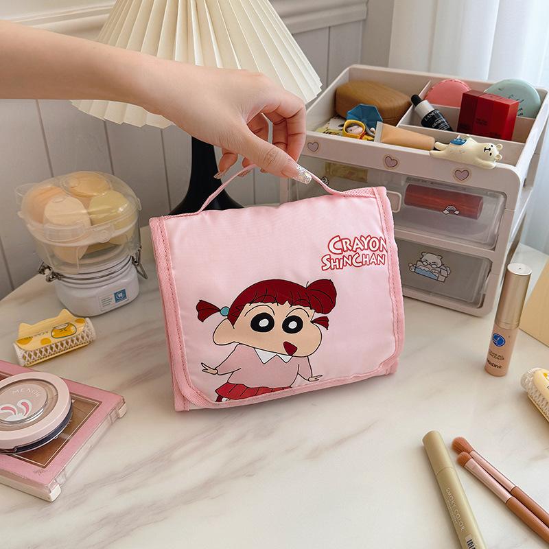 

Anime Cartoon Cute Crayon Shin-Chan S Foldable Cosmetic Bag Girls Large Capacity Portable Travel Toiletries Storage Bag Gift розовый