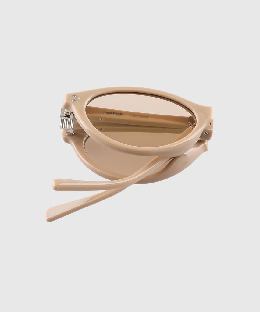 Tuditeo Aur Portable Foldable Sunglasses Slim Cat-Eye Oval Sunglasses C2 Beige