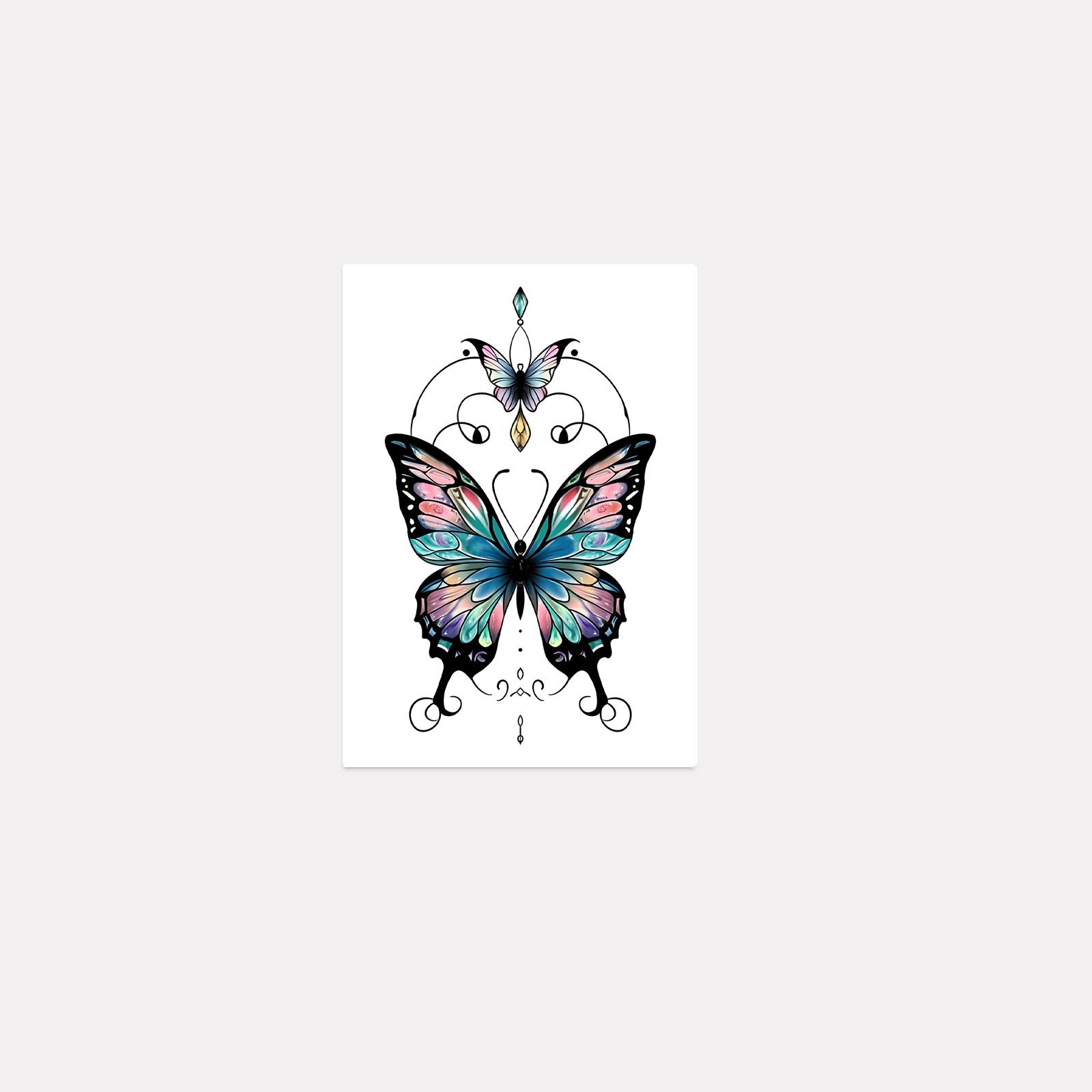 Advanced Sense Dark Simple Personality Ins Wrist Colorful Butterfly Totem Tattoo Sticker 7*10CM