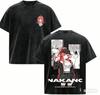 Stylish Washed Black Oversized T-Shirt with Itsuki Nakano Chibi and Manga Prints from The Quintessential Quintuplets