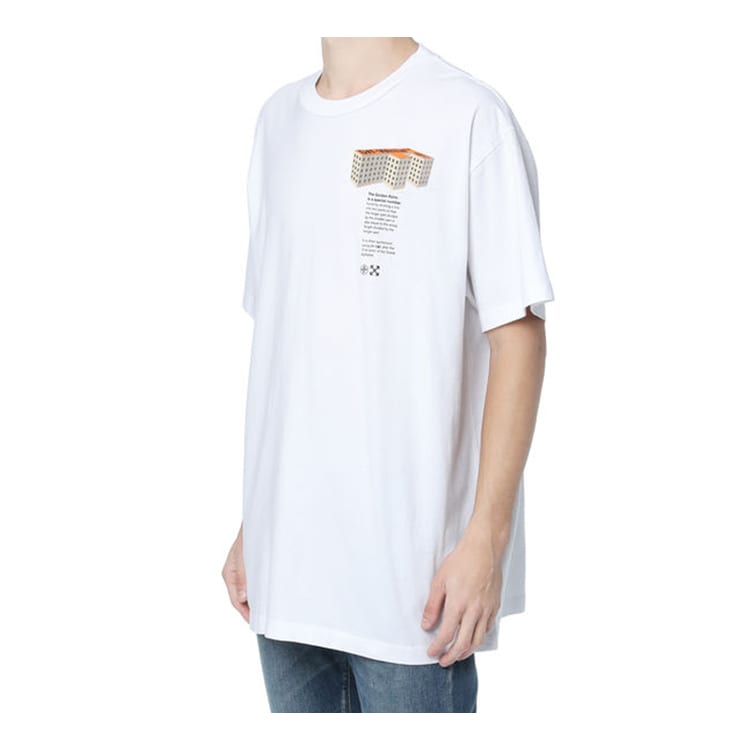 OFF WHITE SS20 T Shirts Men's White Crew Neck Moderate Straight Fit OMAA038R201850070188