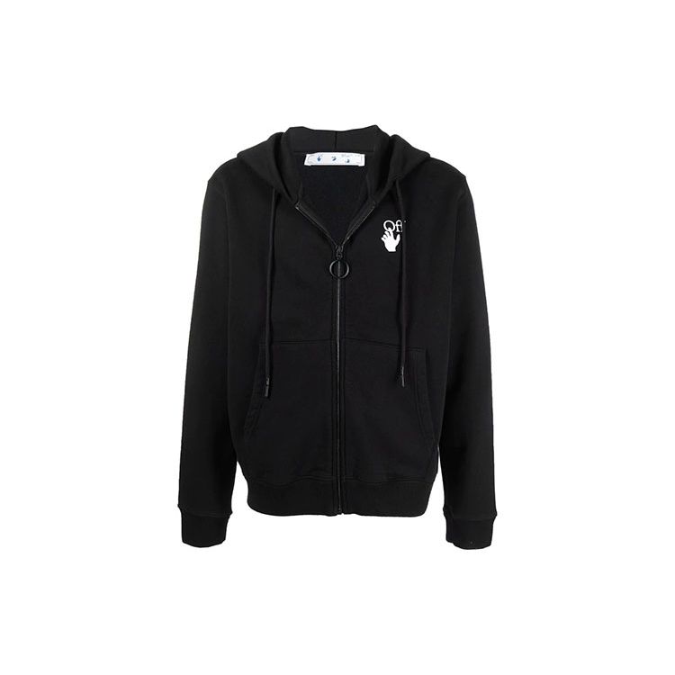 

Off-White FW21 Logo Arrow Zip-Up Hoodie Men Tops Black OMBE001F21FLE0041084