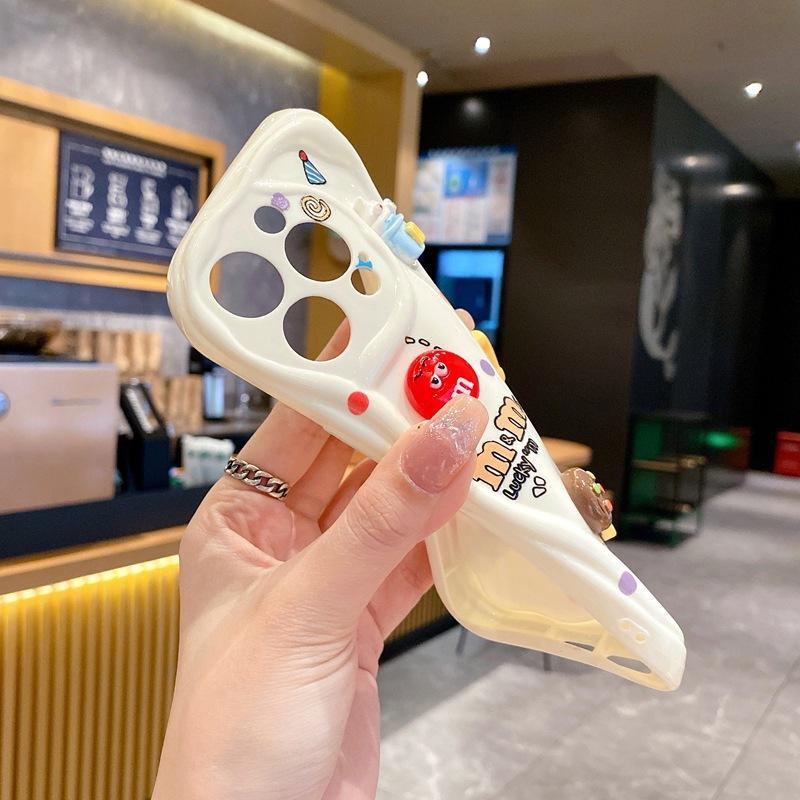 Cartoon three-dimensional M bean suitable for Honor 400 mobile phone case Huawei PURA P70 cute anti-drop women's cream case