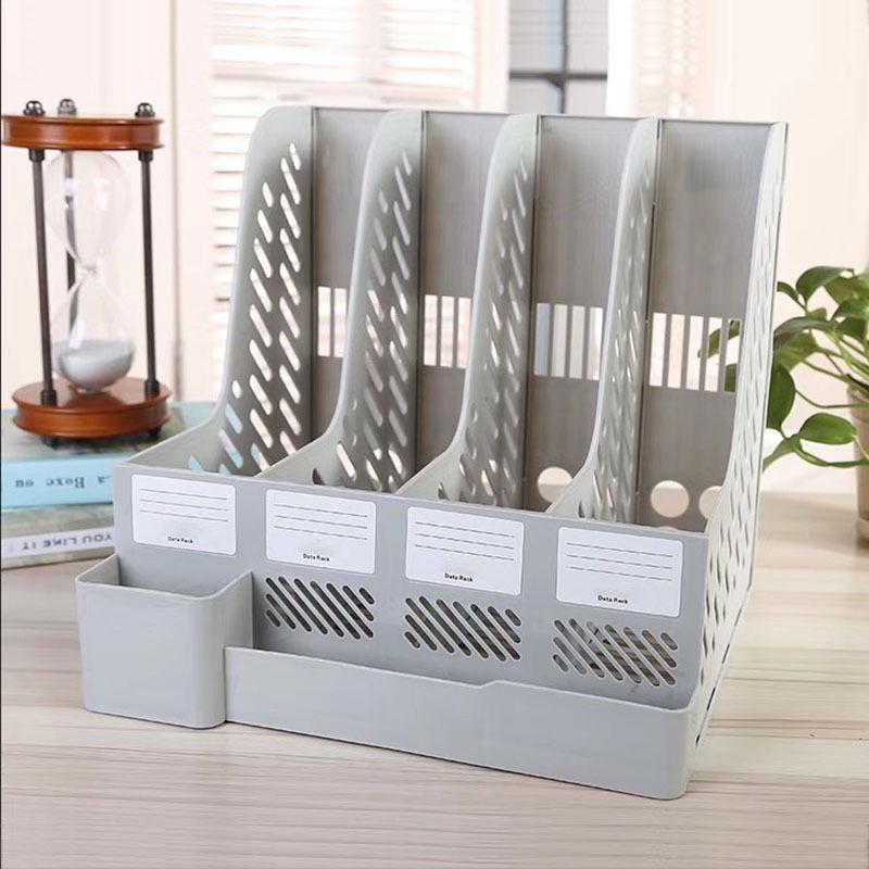 Four-Tier Plastic File Holder & Desktop Storage Organizer.