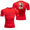 Summer Athletic Compression T-Shirt Breathable Quick-Dry High-Elasticity Short Sleeve Tee with Bold Bleach Graphic Gym Running