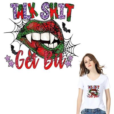Halloween Usta Naklejka Termoprzylepna Aplikacja na Ubrania Rękodzieło Prasowanie Zmywalna Termoprzylepna Transfer DIY Akcesorium Naszywka do Prasowania