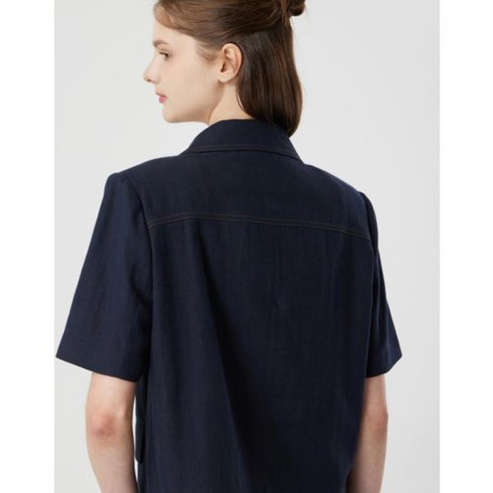 Cc Collect Half Sleeve Color Stitched Crop Jacket C262msf135