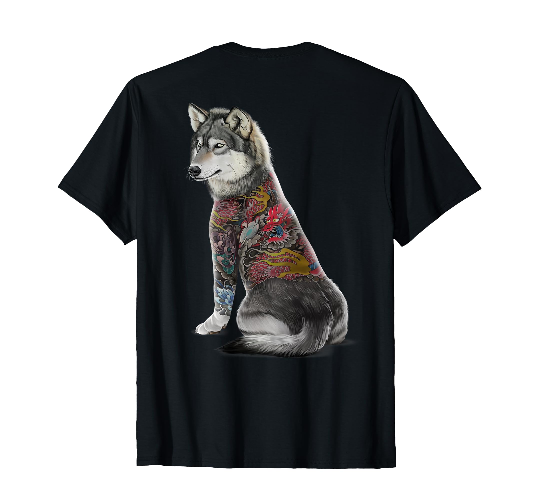 

Gray Wolf Traditional Japanese Dragon Tattoo Irizumi T-Shirt чёрный