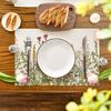 1pcs Vintage Herbs and Wildflowers Linen Placemats, Spring Summer Floral Design for Dining Room Kitchen Party Decoration