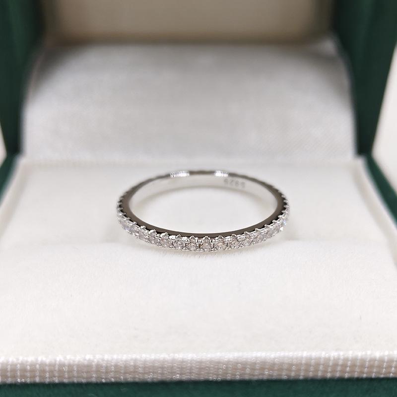 Элегантное серебряное кольцо S925 с бриллиантами, штабелируемое, для женщин – Идеальный подарок для студентов US 10 / HK 22
