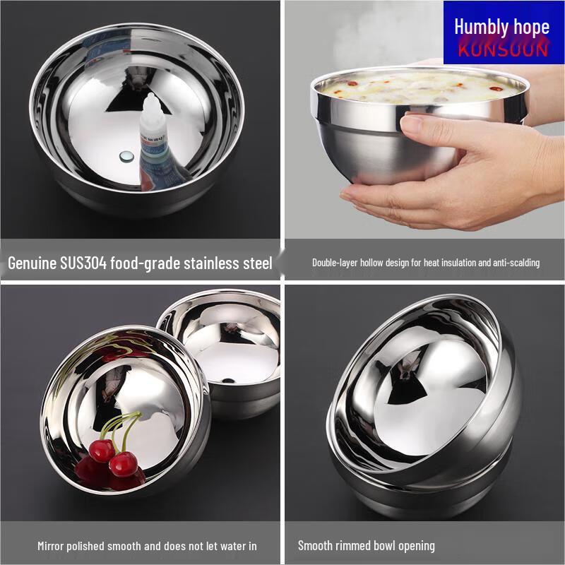 Qianxing 304 Stainless Steel Double-Layer Insulated Bowl
