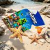 Custom Name Personalized Minecraft Print Beach Towel, for Trip Camping Beach Party Home Decor, Birthday Gift for Family & Friends
